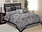 At-sunrise-cf-7pc-gray-k Homechoice Piece Sunrise Floral Printed Grey Comforter With 846251081746
