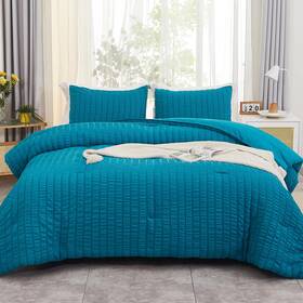B0c4nsjrhg Avelom Teal Seersucker Queen Comforter Set 90x90 Inch - 3 Piece Soft Microfiber