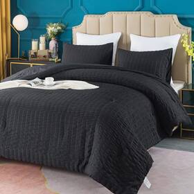 Pmq002b Avelom Seersucker Queen Comforter Set 90x90 Inches 3 Pieces - 100% Soft Washed Mi