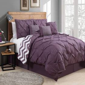 B00vx2cxzy Avondale Manor 7-piece Venice Pinch Pleat King Plum