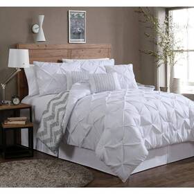 Ell6cstwinghwh Avondale Manor Comforter Set Twin Polyester Microfiber Solid Color White 6-piece