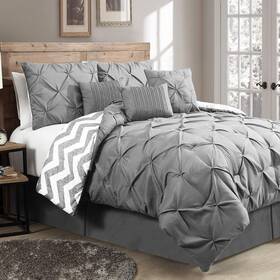 Ell7csquenghsb Avondale Manor 7-piece Ella Pinch Pleat Comforter Bed Set Queen Spa Blue