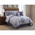 Avondale Manor Queen Bedding Set Comforter Pillows Shams Skirt Purple Floral Pattern 7 Pieces 750408184153