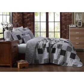 Eva5qtfuqughgy Avondale Manor Quilt Full Queen Size 5-pc Reversible Microfiber In Grey