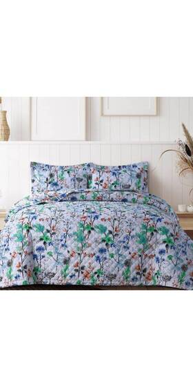 82674760 Azores Home Twin Chloe Printed Oversized Quilt Set Microfiber Floral