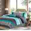 B0138891za B013889218 M-zone Girls Bedding Set Modern Kids Teen Comforter Aqua Teal Black Damask Bedspread