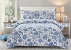 B1555-cttn-print-3pcs-cmfr-dblue-q-os Peach Couture Home Floral 646819616843