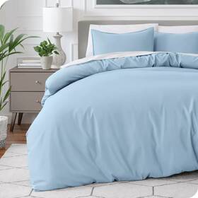 80798880 Bare Home Queen Light Blue Double Brushed Duvet Cover Set By
