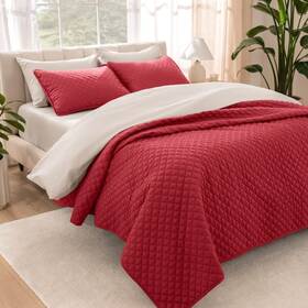 93728149 Bare Home Oversized Quilted Coverlet Set By - Twin/twin Xl Red