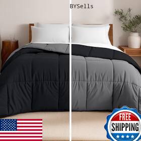 B01n9tyzz6 Bare Home King/cal King Comforter Reversible Black/grey Goose Down Alternative