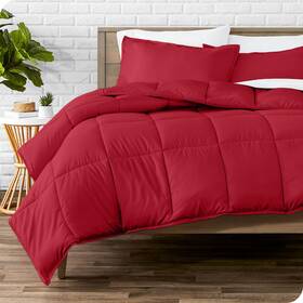 B076dc3wwl Bare Home Queen Comforter Set - Red Ultra-soft Goose Down Alternative 1800 Seri