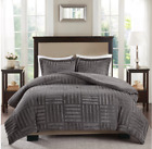 Basi10-0407 0412 Piece Queen Modern Geometric Gray Fur Down Alternative Comforter Mini