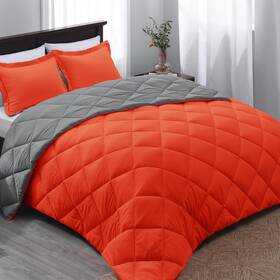 Basic Beyond 313027587561 Queen Comforter Set - Orange Reversible Bed Co