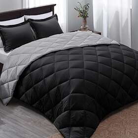 Basic Beyond 744960916017 Queen Comforter Set - Black Reversible Bed Que