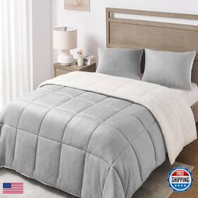 Basic Beyond B089csp83k Twin Comforter Set - Micromink Fleece Sherpa For