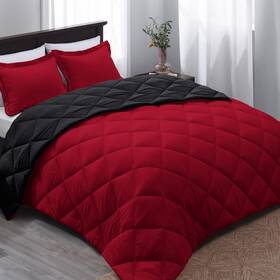 Hg19pcs01rbk Basic Beyond King Size Comforter Set Red And Black Reversible Bed C