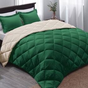 Hg22pcs01fik Basic Beyond Forest Green King Size Reversible Down Alternative Bed Comforter Set 1 Comf