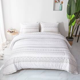 Wv-n7k5-4zus Bbset White Geometric Comforter Sets Queen Boho Bedding Aztec Striped Arrow Patter