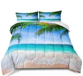 Bducok 014044018205 Ocean Comforter Set King Size Beach Bedding Tropical Palm Tree Haw