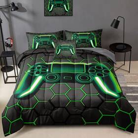 Bducok 014044021991 5 Piece Gamer Comforter Sets Bed In A Bag For Boys Teen Kids Honeycomb Gaming