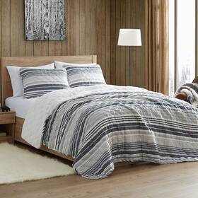Kms-2qt-twxt-ma-multi Bearpaw Yarn-dyed Faux Fur Full/queen Quilt Set Color Multicolor New