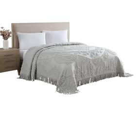 Beatrice Home Fashions 048986893728 King Grey Lotus Medallion 100% Cotton