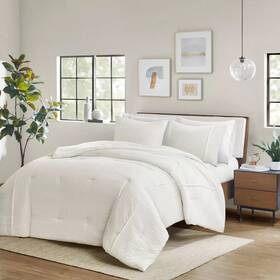 Ollx-br10-3841 Beautyrest Apollo 3 Pcs Striped Seersucker Oversized Comforter Set King/cal King