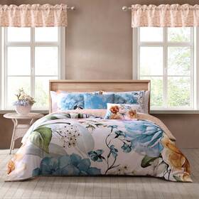 655181 Bebejan Maia Blue 3 Piece Reversible Comforter Set In Queen Final - Sale