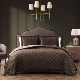 655420 Bebejan 3 Piece Velvet Comforter Set Brown In King