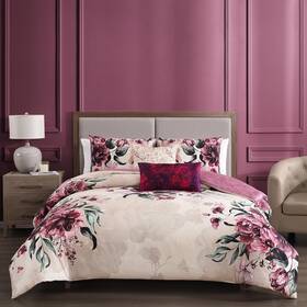 655571 Bebejan Plum Haze 5 Piece Reversible Comforter Set - Queen