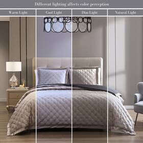 655776 Bebejan 3 Piece Velvet Comforter Set Pumice Stone In King Final-sale