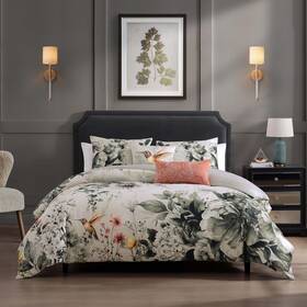 655778 Bebejan Vintage Bloom 5 Piece Reversible Comforter Set In King