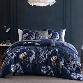 Bebejan 810066550803 Forget Me Not 100% Cotton Sateen 5-piece Reversible Comforter Set