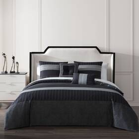 Bebejan 810066551831 Kyle Black 100% Cotton 5-piece Reversible Comforter Set
