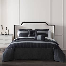 Bebejan 810066551848 Kyle Black 100% Cotton 5-piece Reversible Comforter