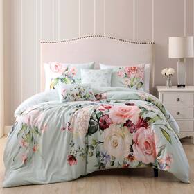 Bebejan 810066553132 Rose On Misty Green 100% Cotton 5-piece Reversible