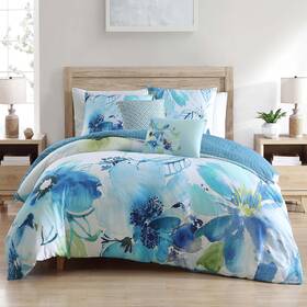 Bebejan 810066553552 Watercolor Blue 100% Cotton 5-piece Reversible