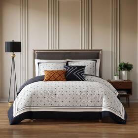 Bebejan 810066554405 Geometric Black And White 200 Thread Count 100% Cotton Sateen 5 Piece