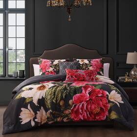 Bebejan 810066554450 Flora Drift 5 Piece Comforter Set 100% Cotton 200 Thread Count-queen Final Sale