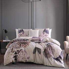 Bbj1004 Bebejan Comforter Set Queen-size Cotton Polyester Modern Floral Purple 5-piece
