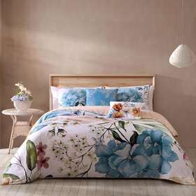 Bbj1009 Bebejan Comforter Set 5-pcs 96 Inch X106 Bedroom Linen Machine Wash Cotton Blue