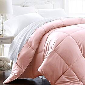 Bky-hok-bkhcomft1600-qnpk Beckham Luxury Linens 1600 Series Lightweight Goose Down Alternative Comforter Full/queen Pink