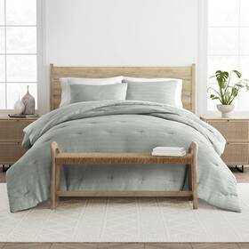 Becky Cameron 196901119900 Waffle Textured 3 Piece All Season Down-alternative King Comforter Set In Green