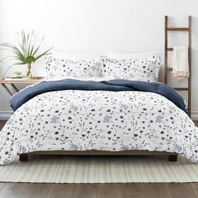 Becky Cameron 840033383172 Premium Down Alternative Navy Forget Me Not Reversible Microfiber