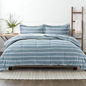 Becky Cameron 840033386753 Comforters Full/queen 3pc Light Blue Soft Stripe