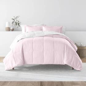 Becky Cameron 842933142033 Blush And White Microfiber Down Alternative King / Cal Reversible Comforter