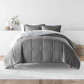 Becky Cameron 842933142064 King/cal King Reversible Comforter Set Microfiber Gray