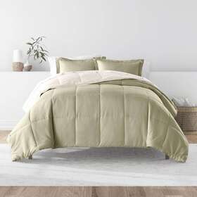 Becky Cameron 842933142125 King/calking Comforter Hypoallergenic Microfiber Solid Sage Ivory