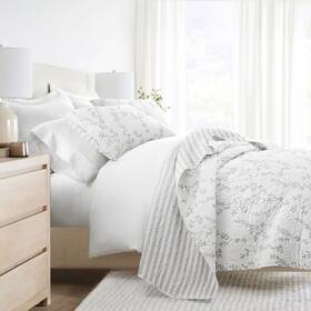 88167400 Becky Cameron Geometric And Floral Modern Reversible Quilt Shams Set -