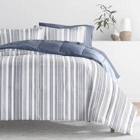 Bcpa-farnavy-4sto-t Becky Cameron Comforter Twin Bedding Set 5 Piece Navy Farmhouse Microfiber Soft Cozy Sheets